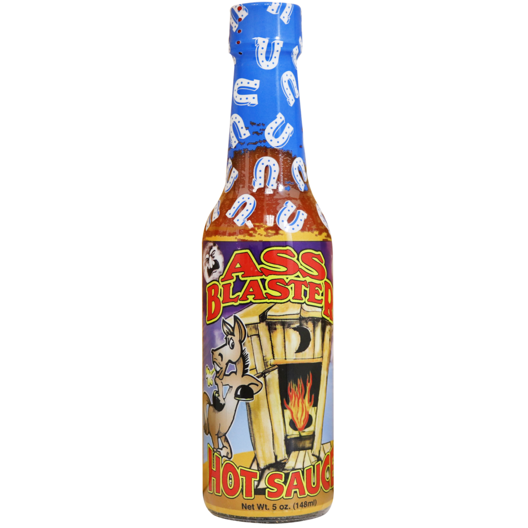 Ass Blaster Hot Sauce bottle on transparent background