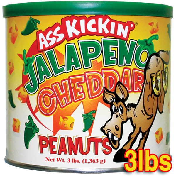 Ass Kickin’ Jalapeno Cheddar Peanuts 3 lb Can