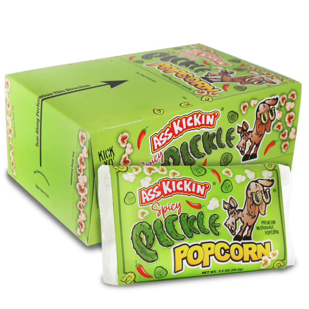 Ass Kickin’ Spicy Pickle Popcorn 12 pack