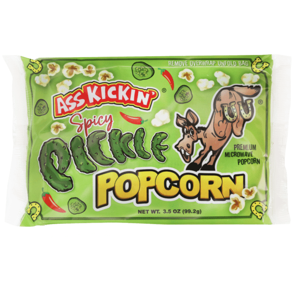 Ass Kickin Spicy Pickle Popcorn pack