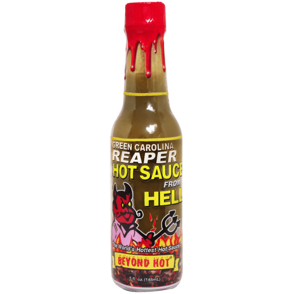 Green Carolina Reaper Hot Sauce from Hell