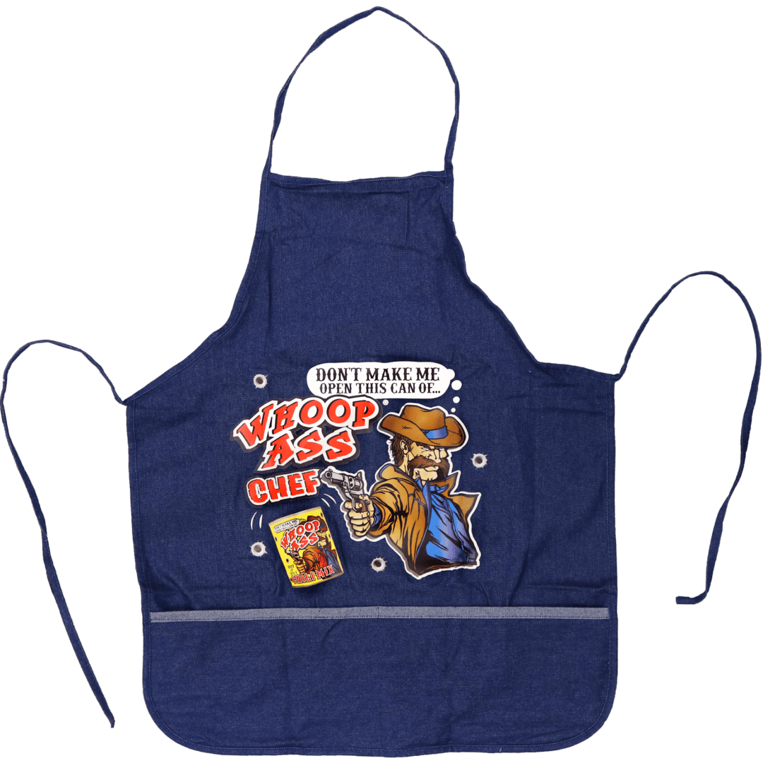 Whoop Ass Chef Apron – Denim Blue