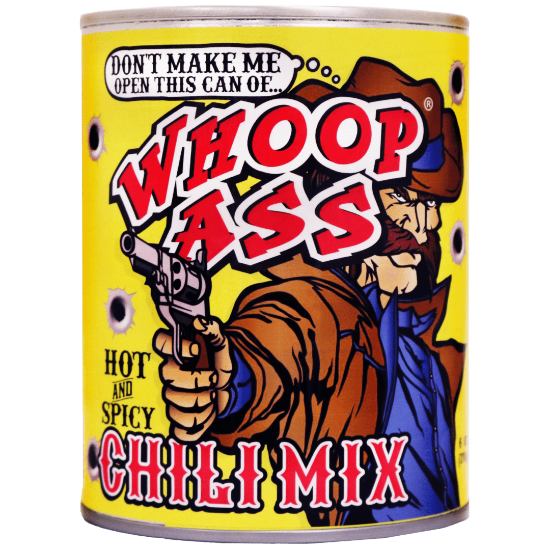 Whoop Ass Chili Mix tin on the transparent background