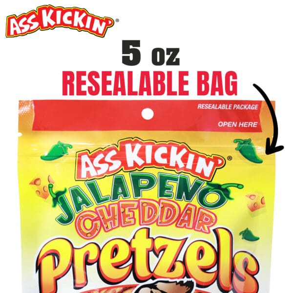 Ass Kickin' Jalapeno Cheddar Pretzels 5oz Bag - Image 2