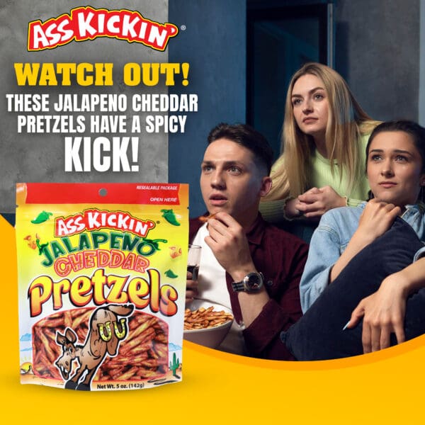 Ass Kickin' Jalapeno Cheddar Pretzels 5oz Bag - Image 4