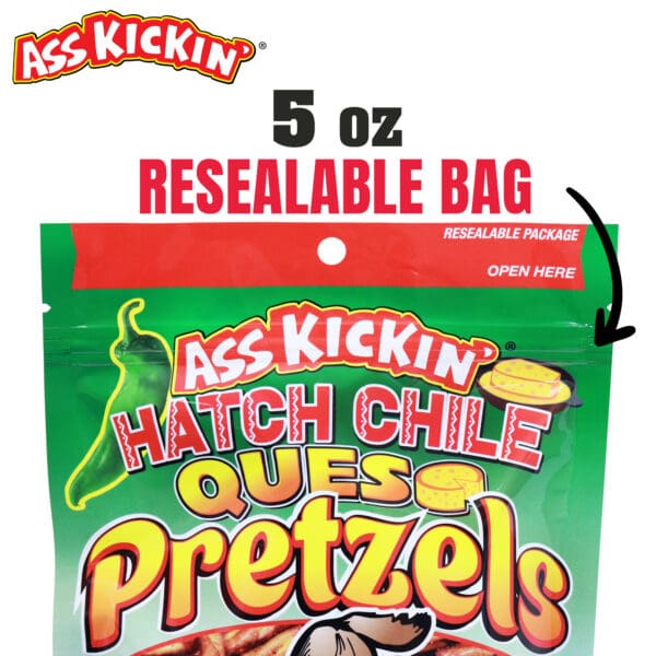 Ass Kickin' Hatch Chile Queso Pretzels 5oz Bag - Image 3