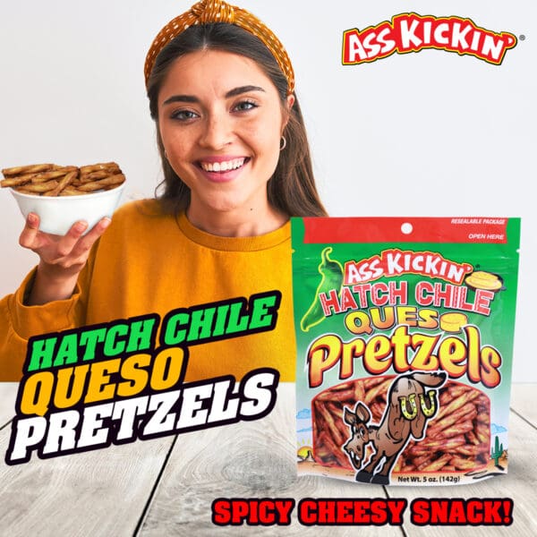 Ass Kickin' Hatch Chile Queso Pretzels 5oz Bag - Image 4