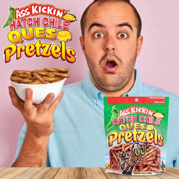 Ass Kickin' Hatch Chile Queso Pretzels 5oz Bag - Image 6
